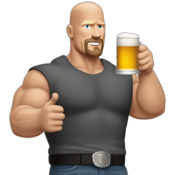 Stone cold steve Austin holding a beer emoji