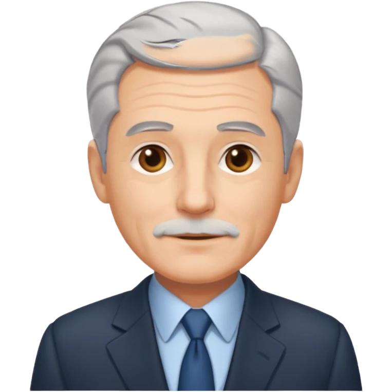 Homem de 60 anos cabelo cinza. Rosto sem pelos. emoji