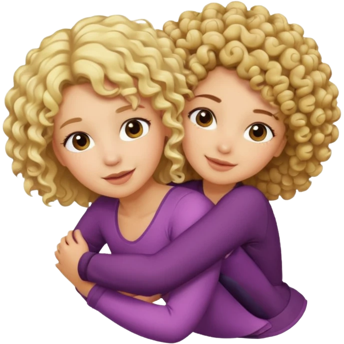 A blonde girl piggybacking on top of her curly-haired brunette friend emoji