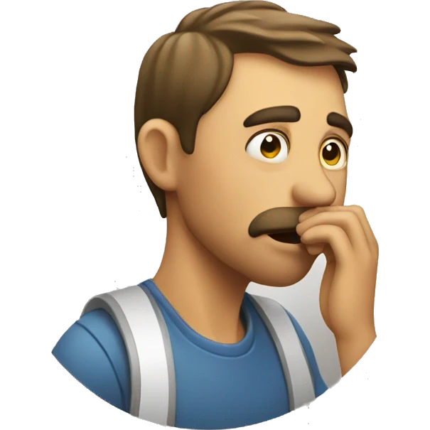 A guy smelling with stuff emoji