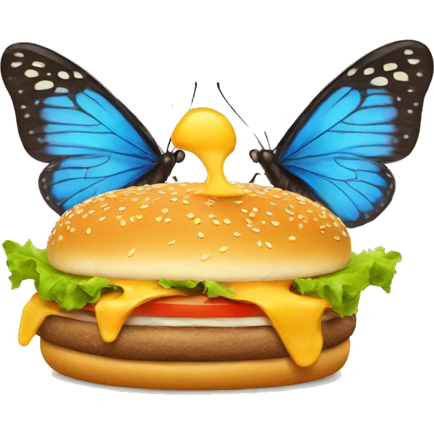 butterfly eating a cheeseburguer emoji