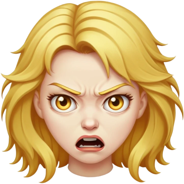 angry woman with weird golden hair emoji
