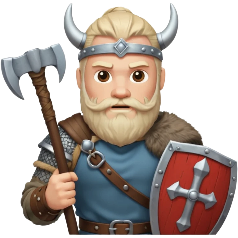Bearded viking holding axe and shield emoji