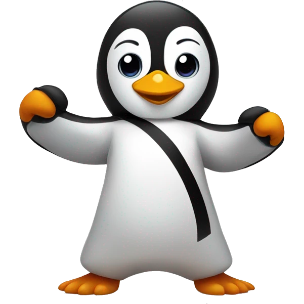 Penguin doing karate emoji