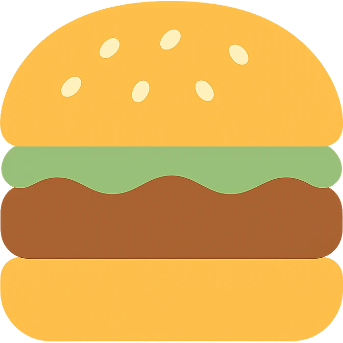 burger icon, flat color icon style, minimal details emoji