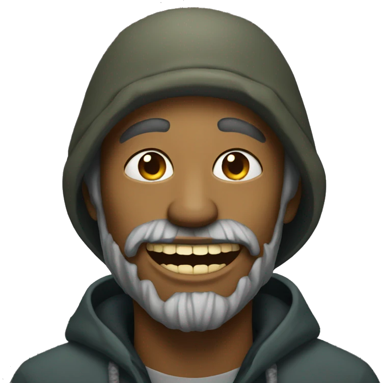 homeless man with golden teeth emoji