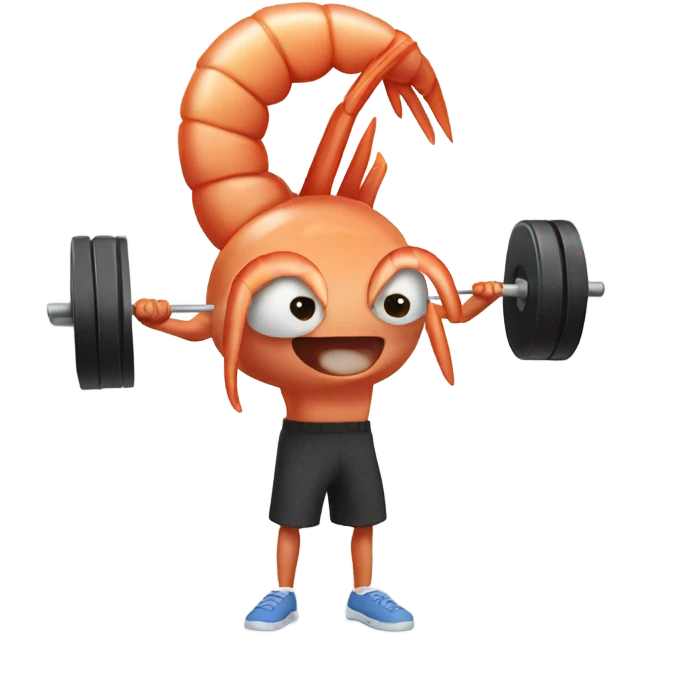 a shrimp lifting weights emoji