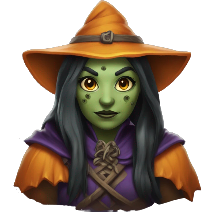 half-orc female wizard necromancer pumpkin emoji