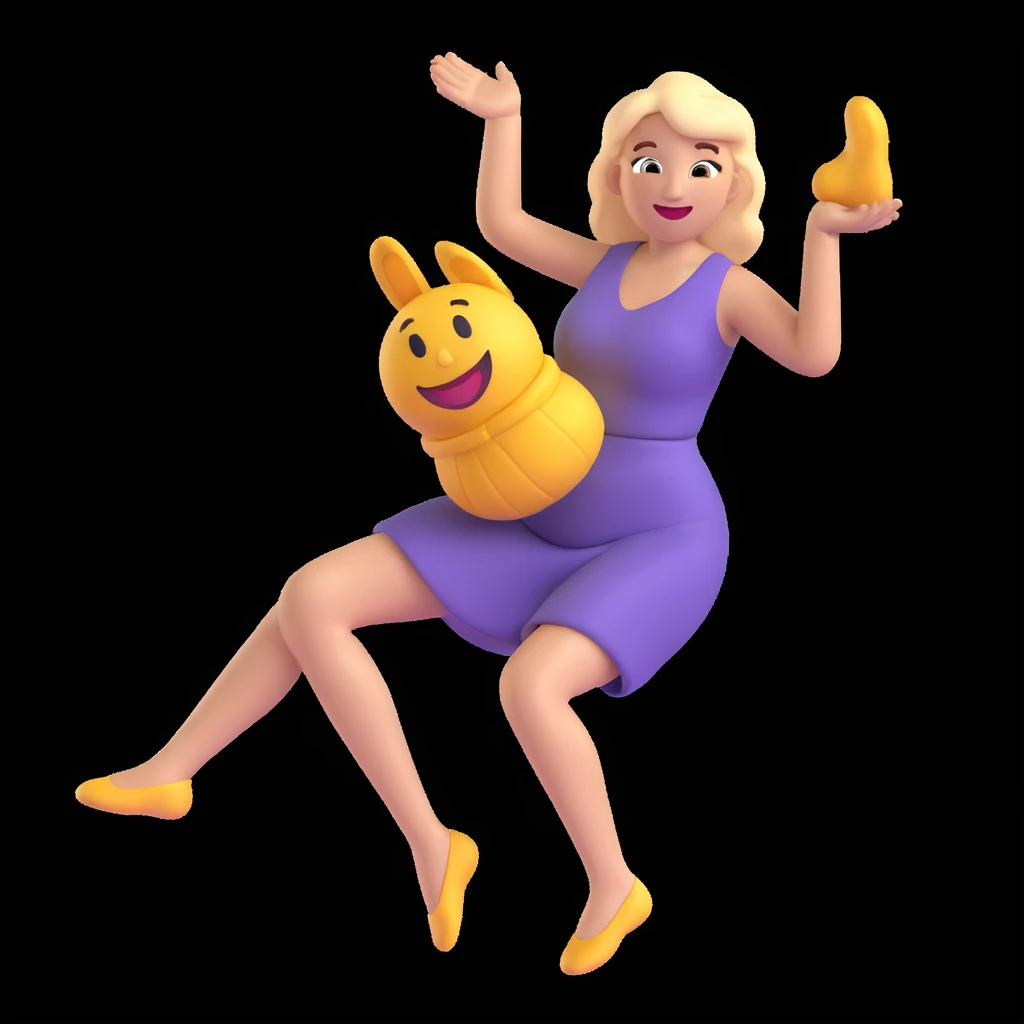 a mom twisting her body in an exaggerated pose as she throws a slipper, emoji style emoji