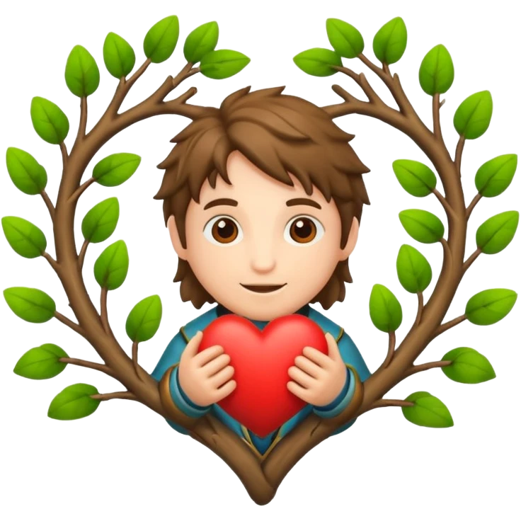 nature bard character heart sign with branches emoji