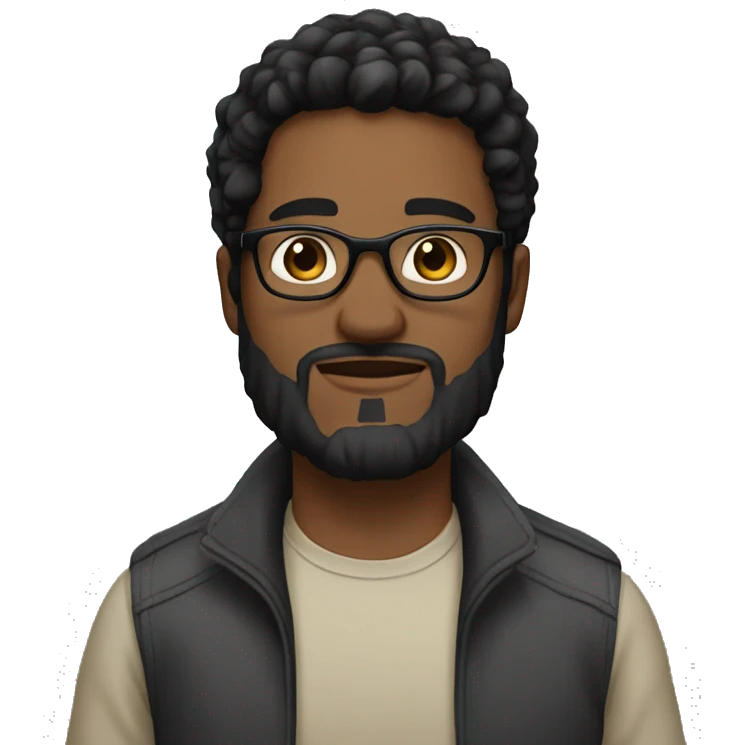 27 year old male, black hair, black short beard, glasses emoji