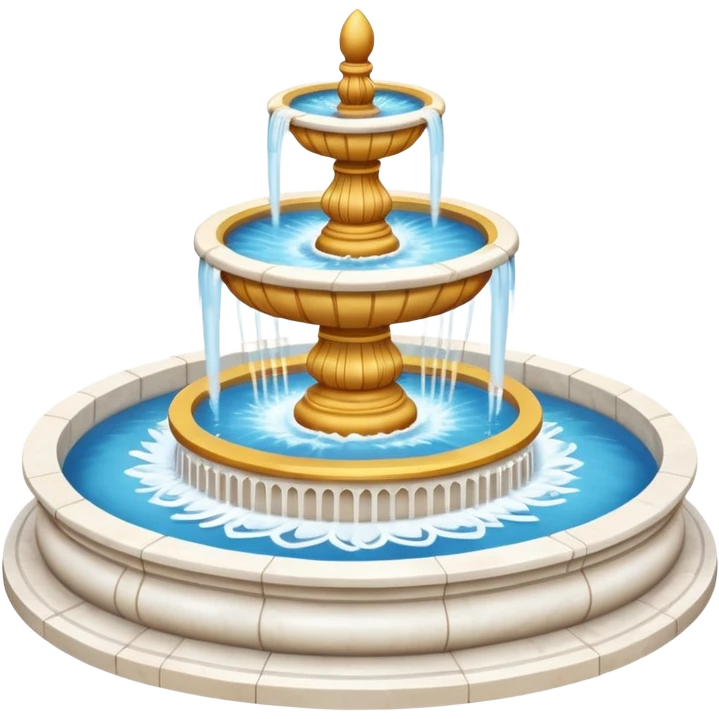 Grand white marble fountain, isometric emoji