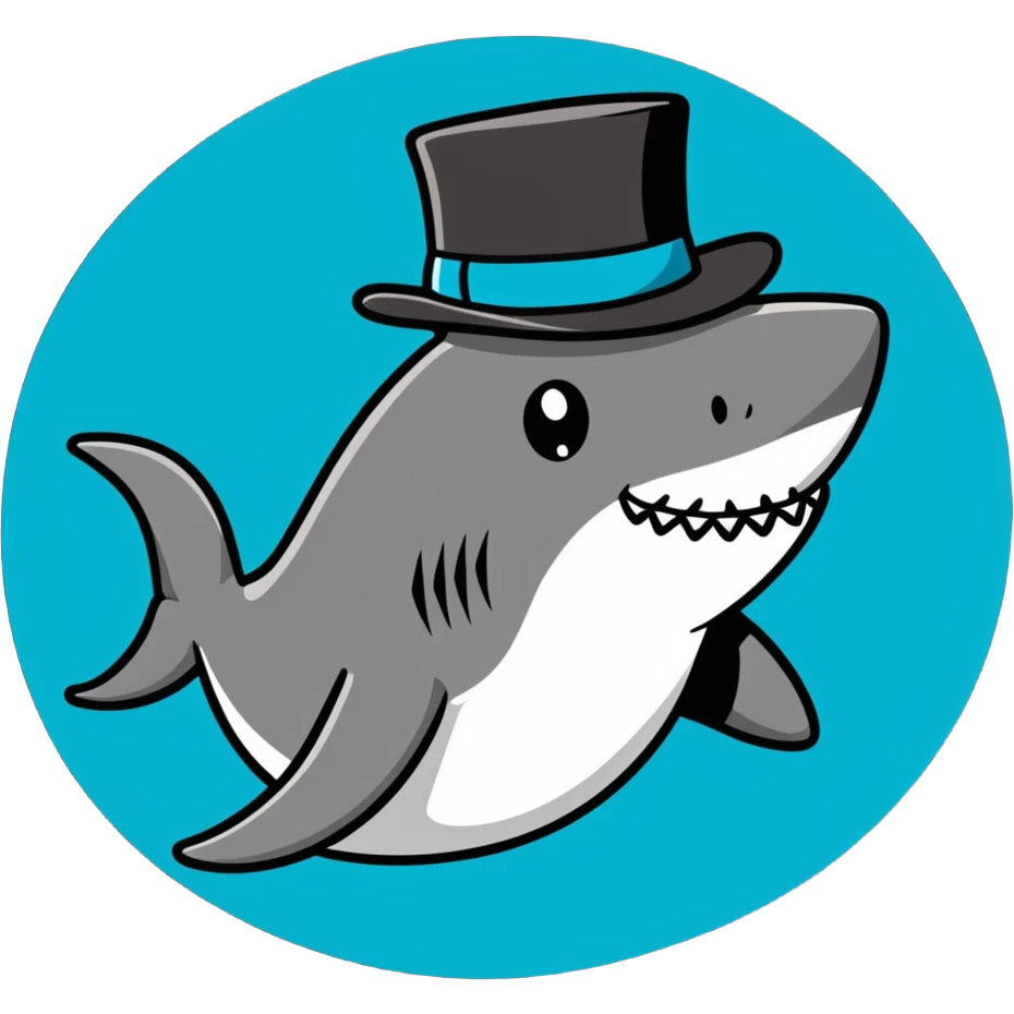 Shark with a top hat emoji