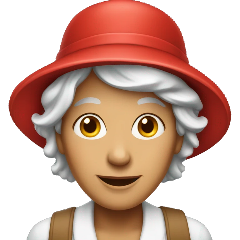 a friendly middle aged older woman with a red hat emoji