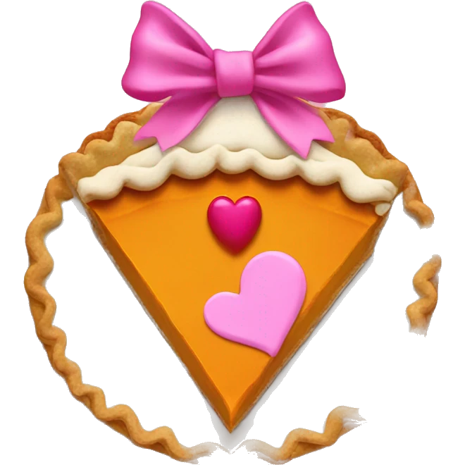 pumpkin pie with pink bow and pink heart emoji
