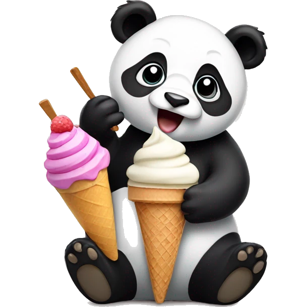 Panda eating ice cream emoji