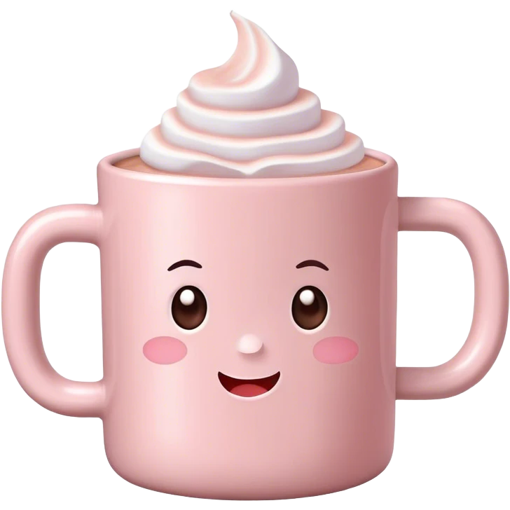 Light Pink mug of hot chocolate with marshmallows  emoji