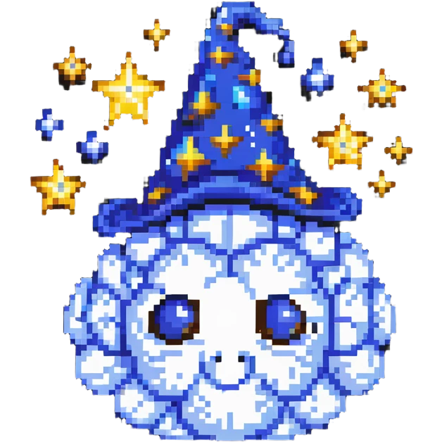 wizard's brain with stars and wizard hat emoji