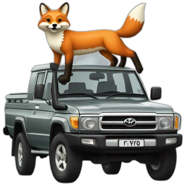 Fox driving a toyota landcruiser 70series emoji