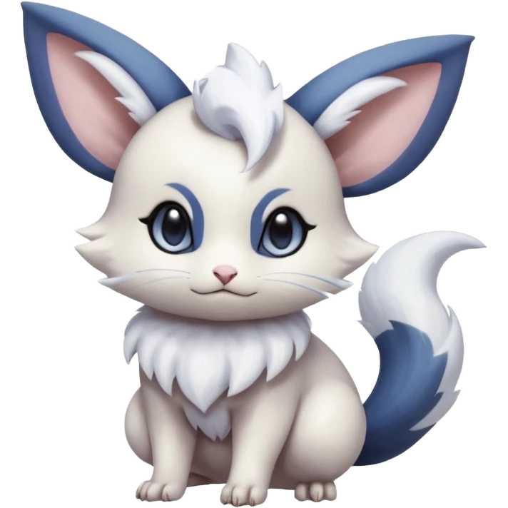 White soft natural realistic romantic vintage antique divine beautiful elegant pretty precious cute young youthful  Fakémon-Pokémon-Minccino-Meowstic-Absol-Furret-hybrid-creature emoji