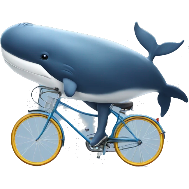 Whale riding a bike with glasses on emoji