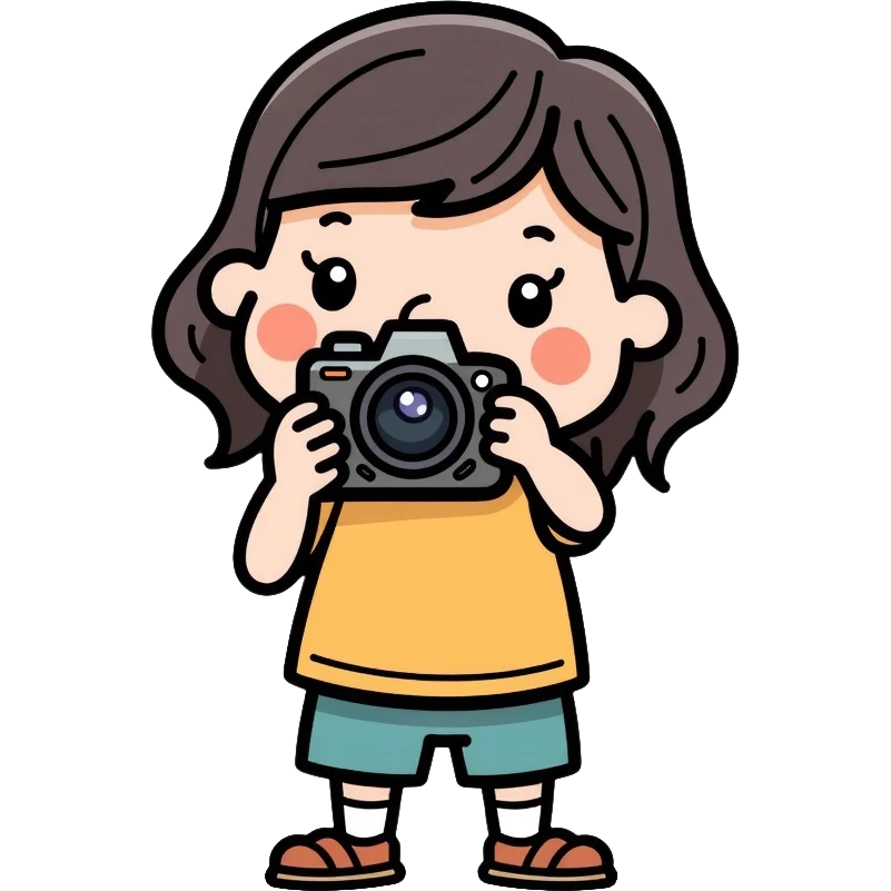 child taking a photo emoji