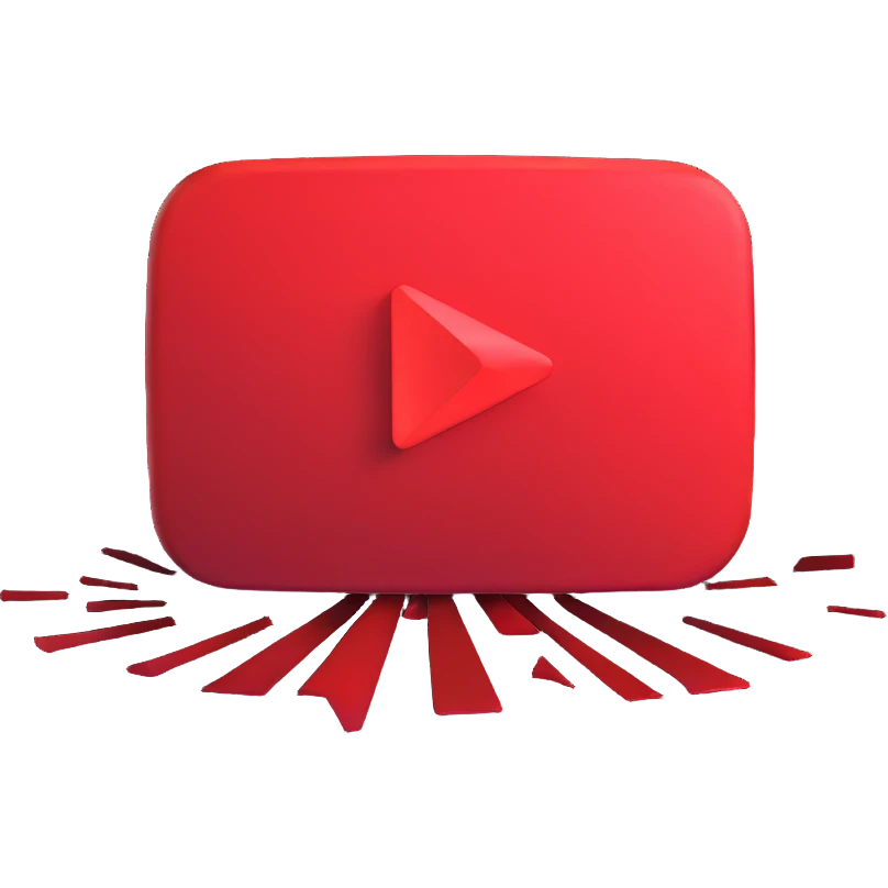 red YouTube play button logo with motion blur emoji