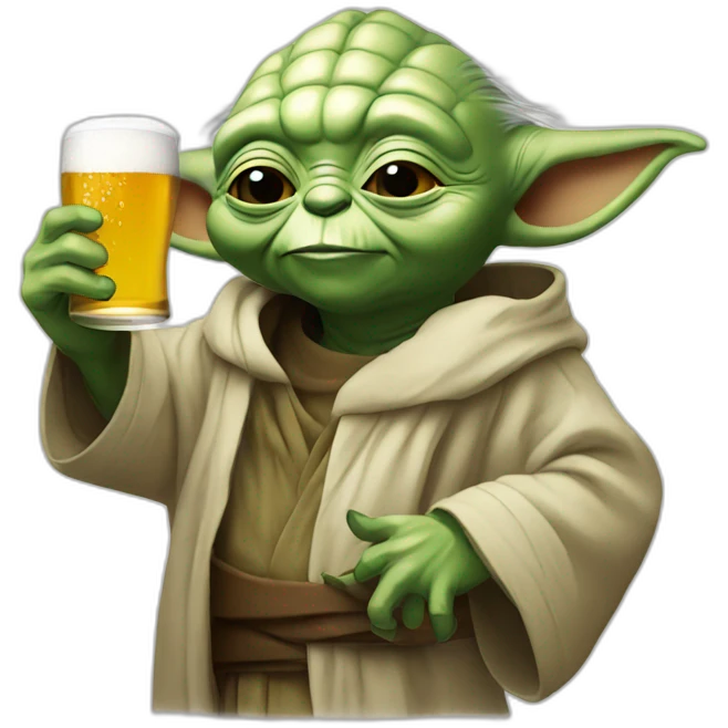 Yoda drinking beer emoji
