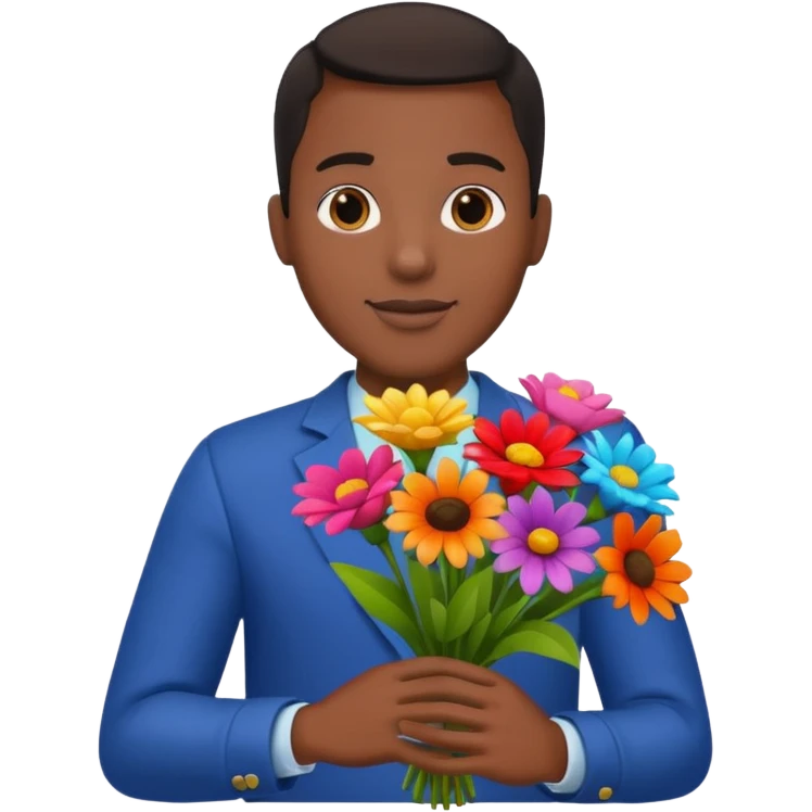 Black Male hand give a bogue of flowers emoji