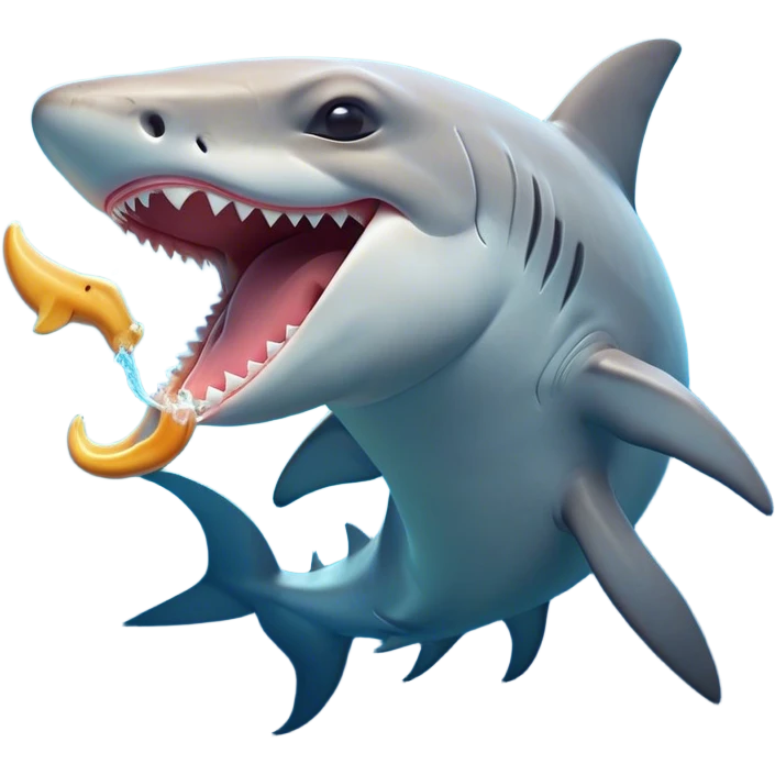 Cinematic Cute Yawning Hammerhead Shark Portrait Emoji, Head tilted slightly with a dramatic, wide-open yawn, showcasing its unique hammer-shaped head with relaxed, drooping fins and sleepy, half-closed eyes, Simplified yet irresistibly adorable features, highly detailed, glowing with a soft, cozy oceanic glow, high shine, relaxed yet expressive, stylized with a hint of whimsical aquatic ease, soft glowing outline, capturing the essence of a drowsy yet affectionate hammerhead that appears ready to stretch and yawn its way out of the screen! emoji