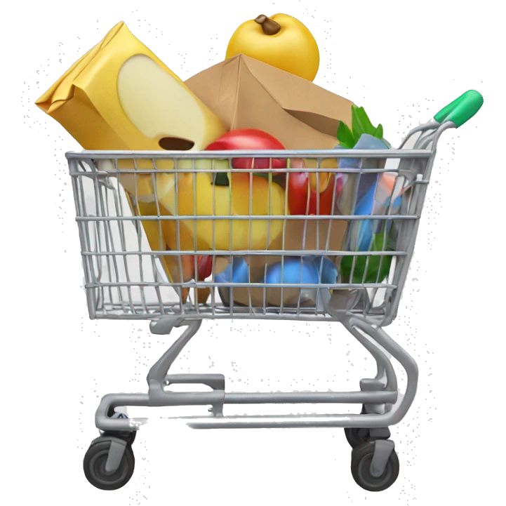 Generate a three-dimensional and realistic shopping cart emoji