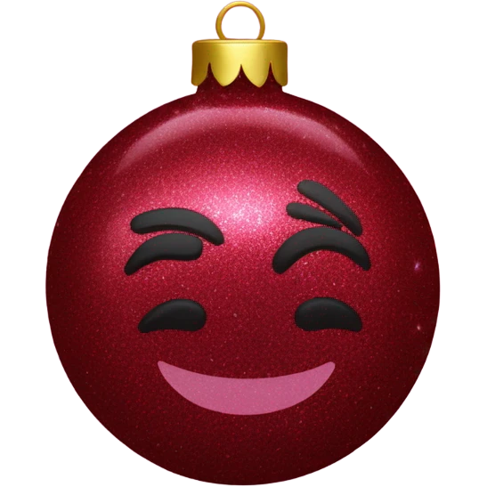 Burgundy red glitter chirstmas ornament  emoji