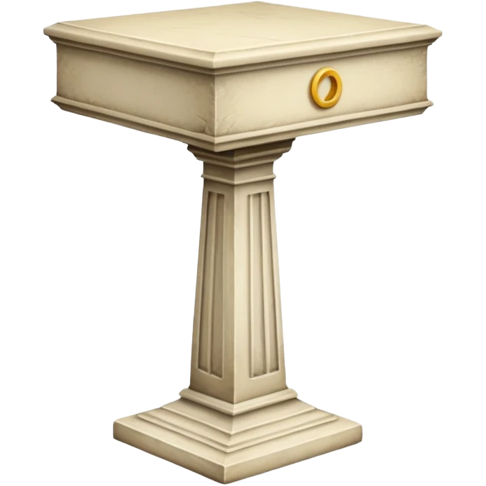 Greek whiteish yellow old ish pedestal that’s not too long a bit short. Only 1 pedestal. The top shoouldnt be that big. Make it forward view not birds view emoji
