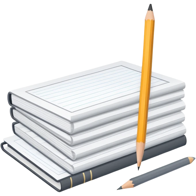 Stack of essay papers with pencil emoji