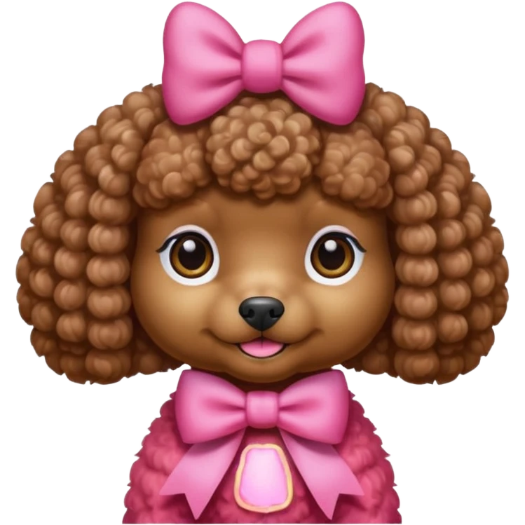 Brown toy poodle with pink bow emoji