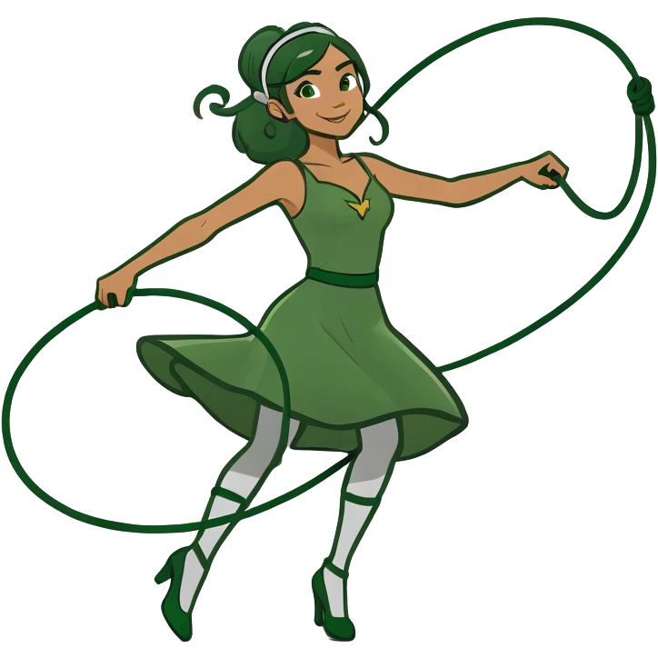 girl in a top up to her belly button twirls a lasso in her hands emoji