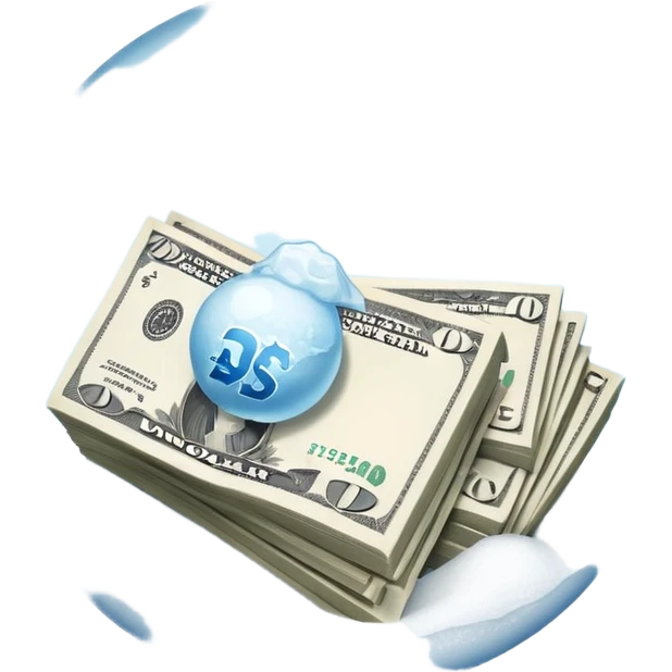 Snow ball with dollar bills  emoji