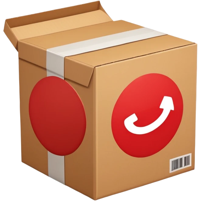 simbolo de prohibido y que esté tachando una caja de cartón de un paquete enviado emoji