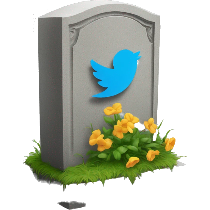 headstone with twitter logo emoji