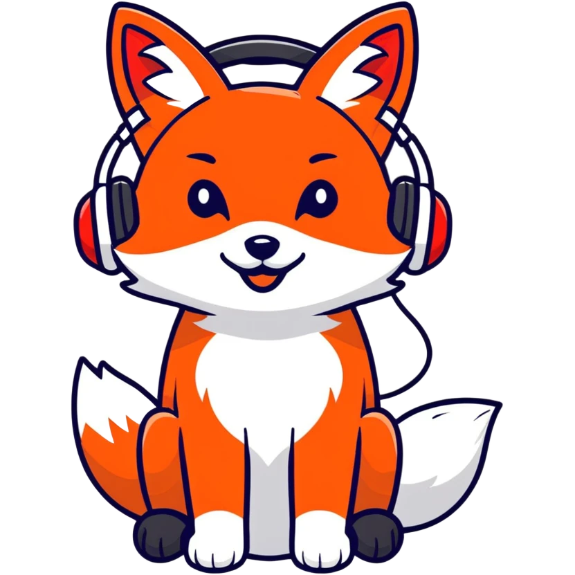 Red fox with headphones emoji