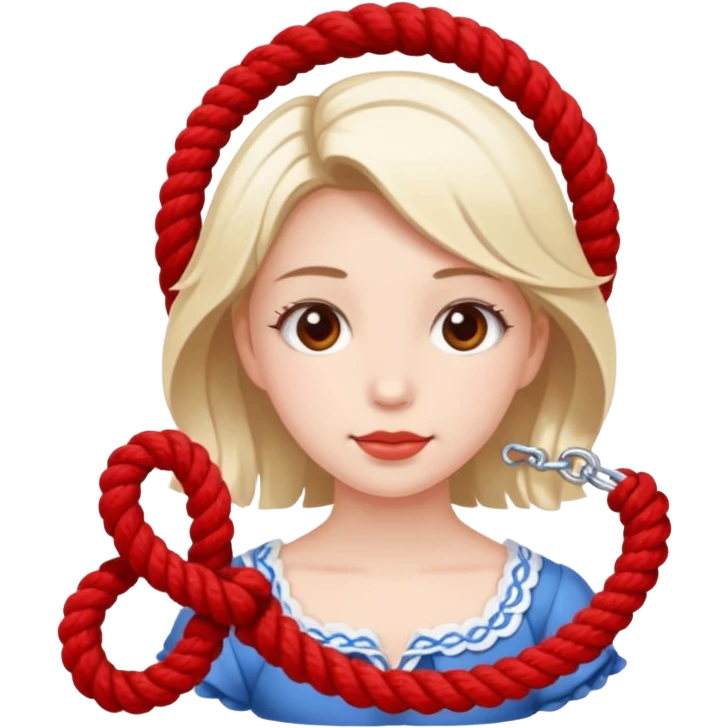cute suze with red and white rope and floral decoratons emoji