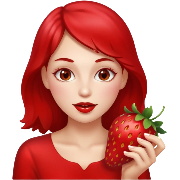 the woman eating strawberries
 emoji