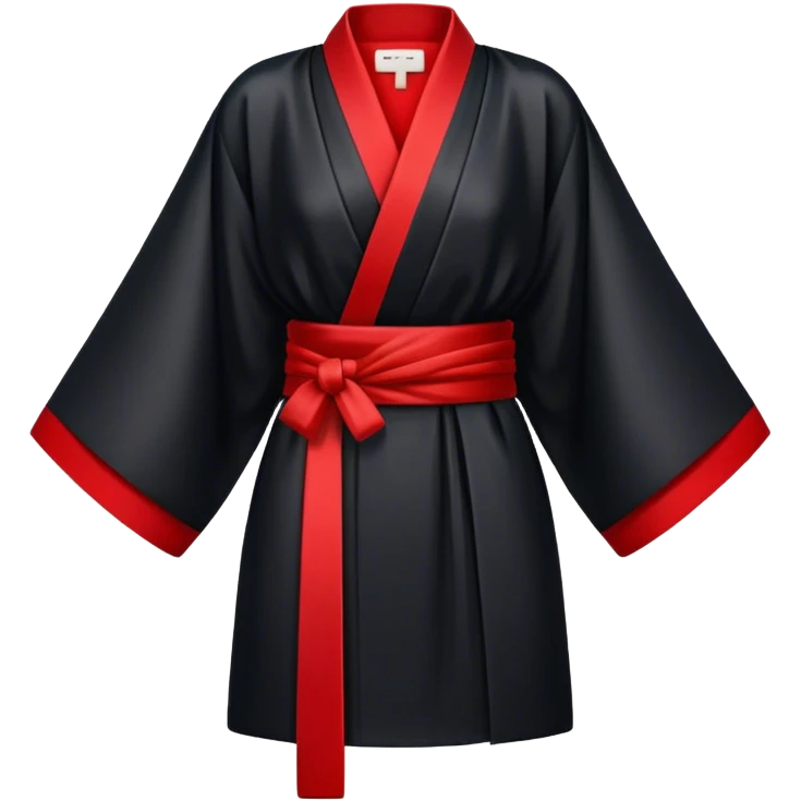 Creat a black kimono with a half white half red belt emoji