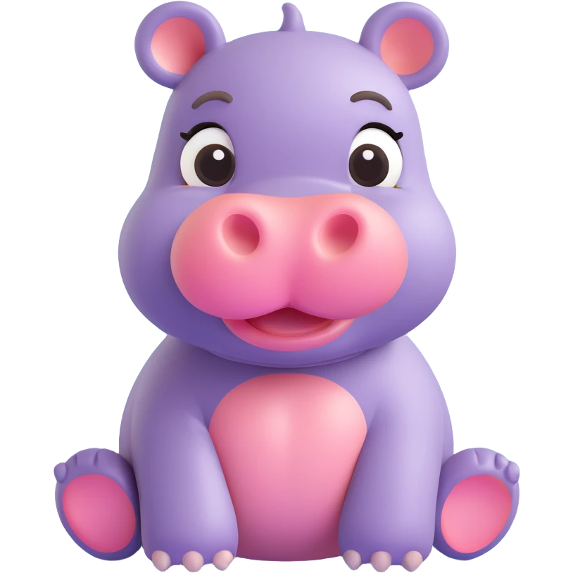 baby hippopotamus, 3D emoji style, soft shading, lively and expressive, suitable for app icon emoji