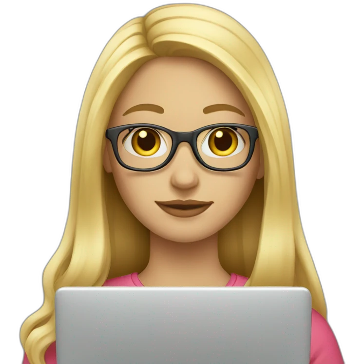 blonde-girl-long-hair-with-laptop-and-glasses emoji