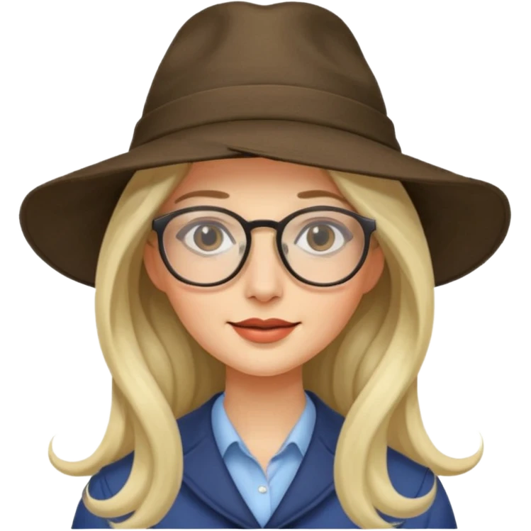 long hair fly with glasses and hat emoji