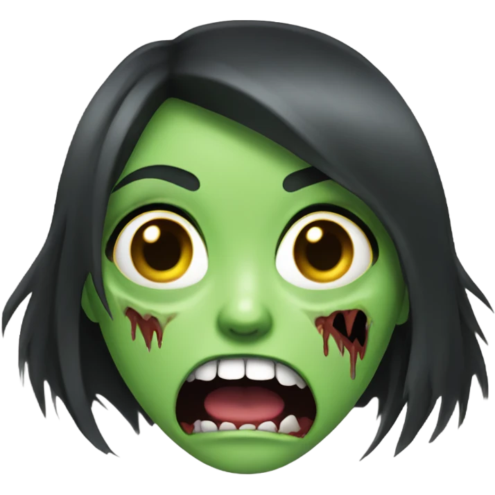 Green Zombie brunette girl with mouth open horror  emoji