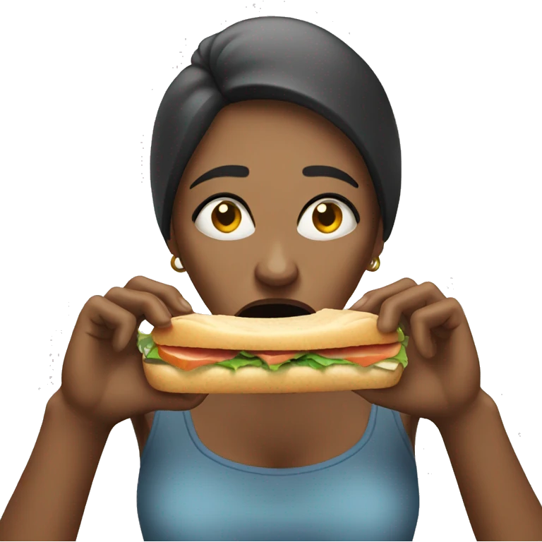 Angry woman eating sandwich emoji
