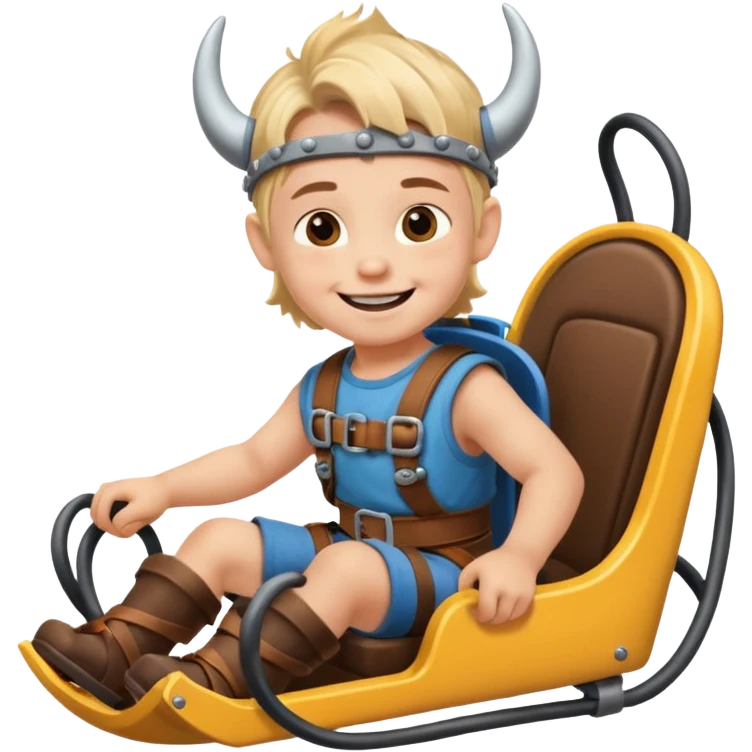 Icone un viking enfant qui sourie et qui est dans un roller coaster  emoji