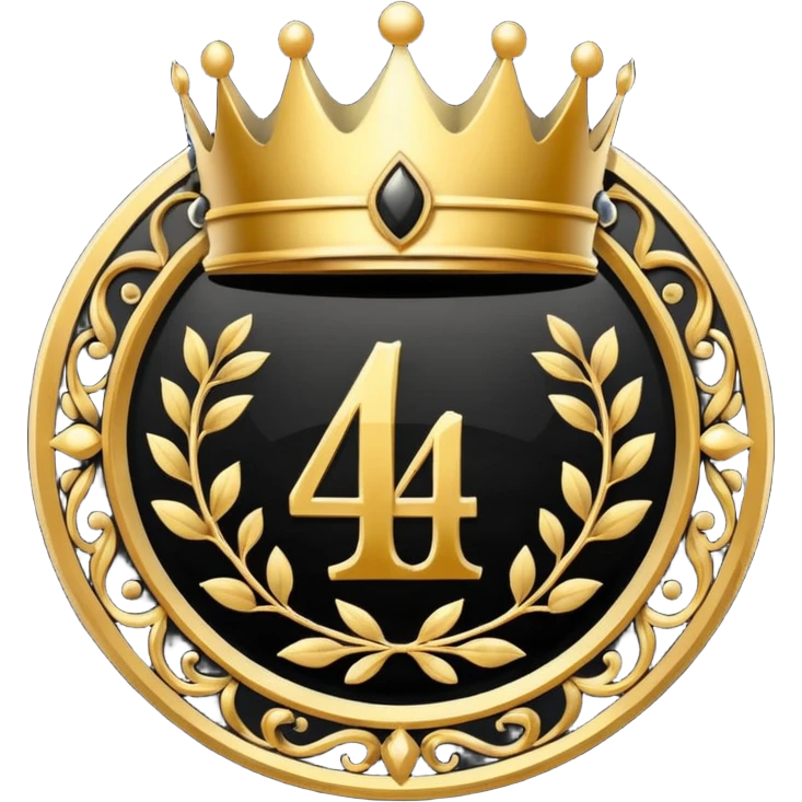 Make a round icon for a paid subscription, black and gold, with the number 4 and a crown. emoji
